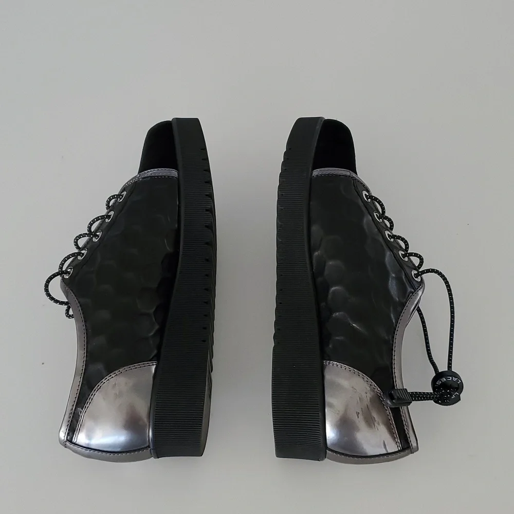 Aquatalia Aida Platform Leather Suede Sneakers